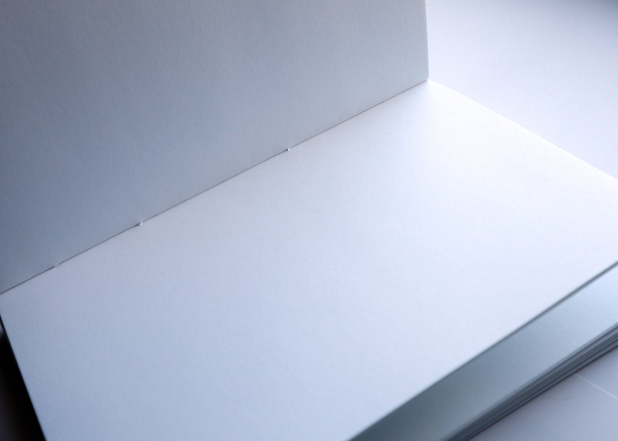 Blank, white pages of a journal.